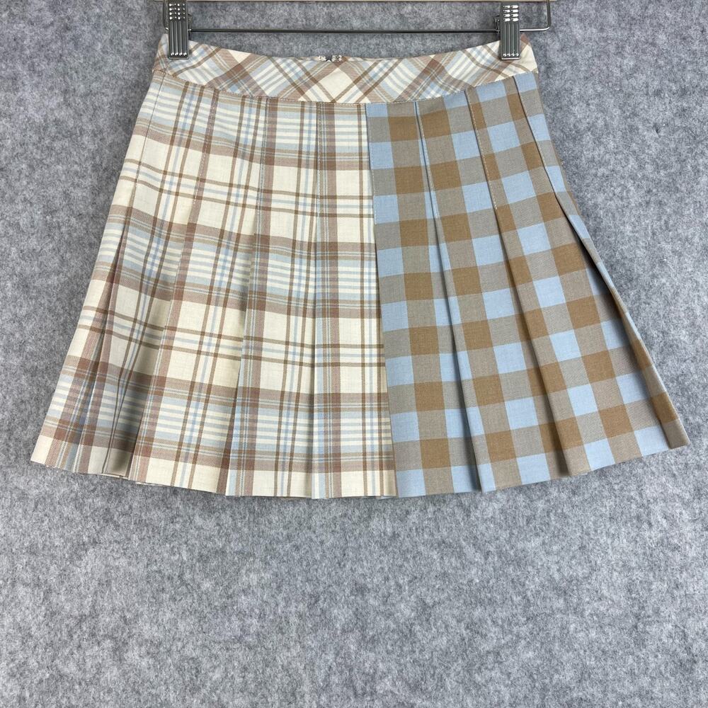 Aritzia Sunday Best Olive Mini Skirt Womens 0 Plaid Pleated Colorblock Preppy